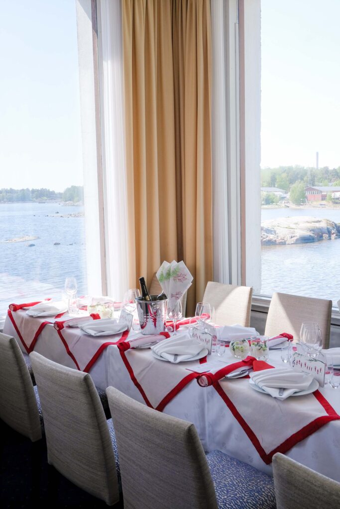 rapujuhlat kattaus Kulosaaren Casinon merisalissa